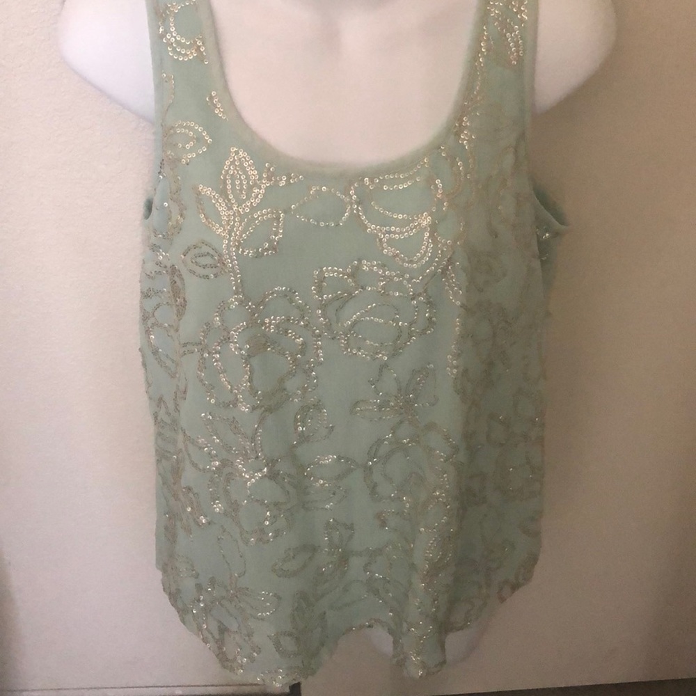 Mint and silver flower Lauren Conrad Tank